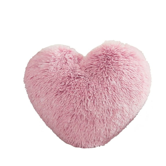 MorroMorn Fluffy Heart Throw Pillows, Shaggy Decorative Pillow for Sofa Couch Bed, Cute Room Decor Gifts for Women Girls Kids - Decorations for Valentines Day Mothers Day Christmas (Blush)