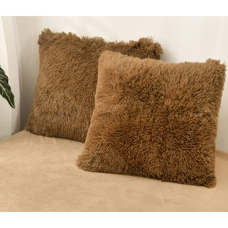 MorroMorn Shaggy Throw Pillow Covers, Luxury Long Faux Fur Pillows
