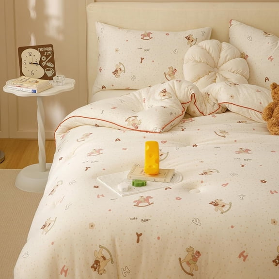 MorroMorn Super Soft Toddler Bedding Set, Thick Fluffy Comforter Sets Neutral Bed Set with Pillowcase for Girls Boys Kids Baby, Lightweight Noiseless Warm Cozy for Fall Winter (Cute Animals)
