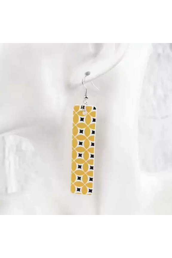 Morrocan Faux Leather Bar Earrings Paisley Pattern Floral Boutique Women Jewelry