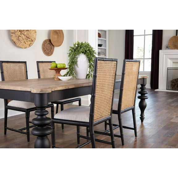 Morrocco Mahogany & Silk Highback Dining Side Chairs (Set of 2)