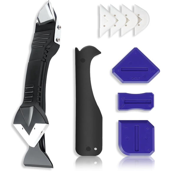 Morrowind 3-in-1 Caulking Tool Kit, Black Caulk Remover Scraper & Finishing Tool for Sealant