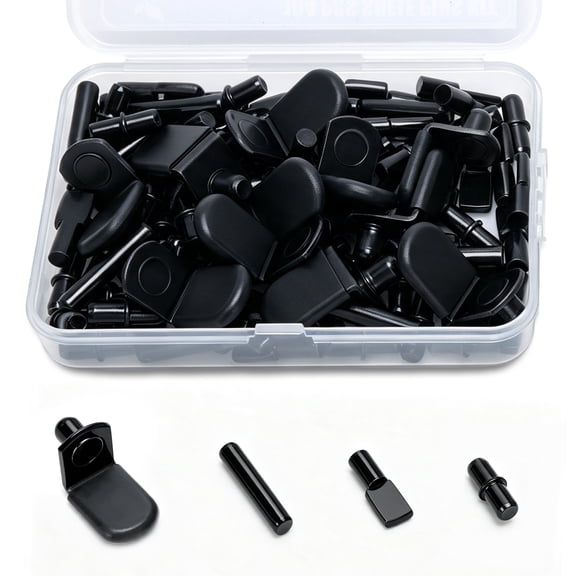 Morrowind Shelf Pins Kit 104PCS, 5mm & 1/4in Nickel-Plated Cabinet Shelf Support Pegs, Black