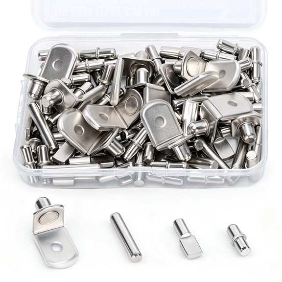 Morrowind Shelf Pins Kit 104PCS, 5mm & 1/4in Nickel-Plated Cabinet Shelf Support Pegs, Silver