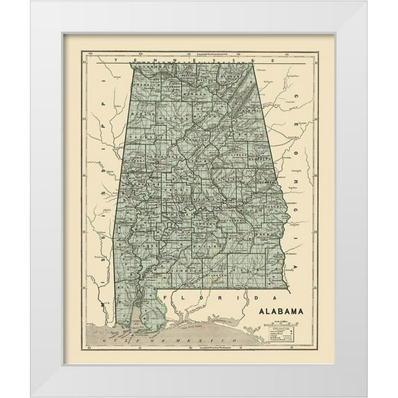 Morse 12x14 White Modern Wood Framed Museum Art Print Titled - Alabama - Morse 1845