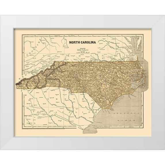 Morse 18x15 White Modern Wood Framed Museum Art Print Titled - North Carolina - Morse 1845