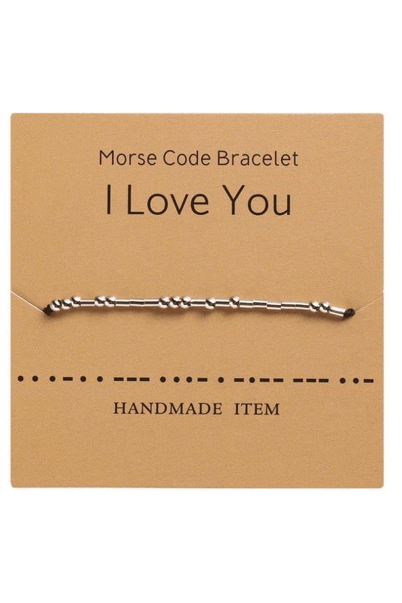 Morse Code Bracelet Bar on Silk Cord Friendship Bracelet Gift for Her