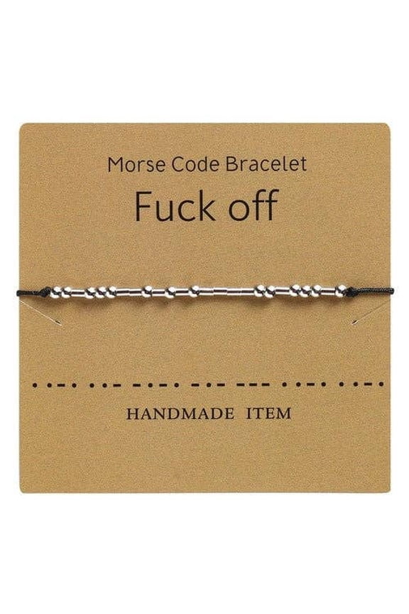 Morse Code Bracelet Silver Beads - F Off