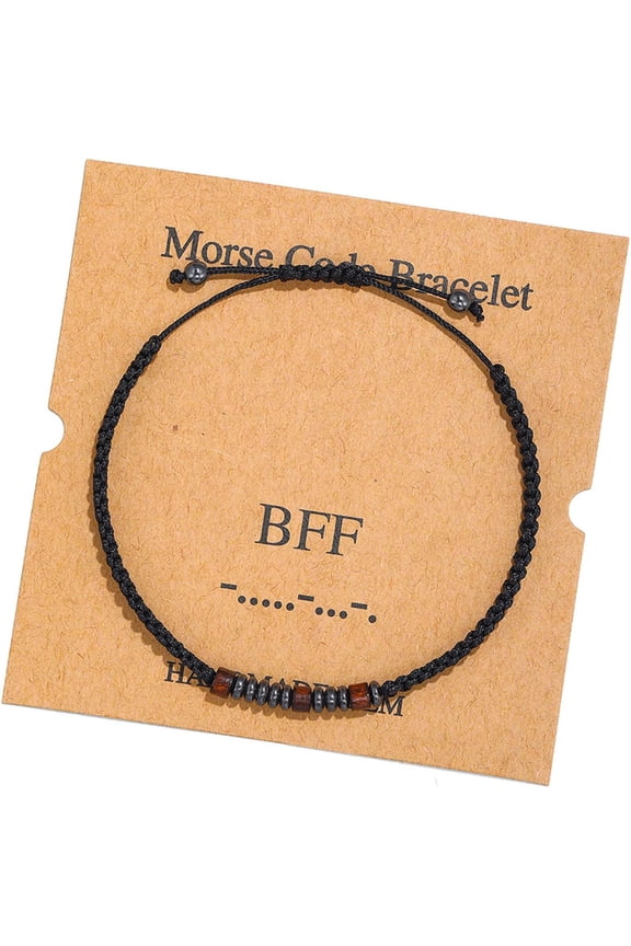 Morse Code Bracelets for Women Men Encouragement Funny Inspirational Bracelets for Women Men Best Friends Handmade Vintage Adjustable Silk Beaded Wrap Bracelet