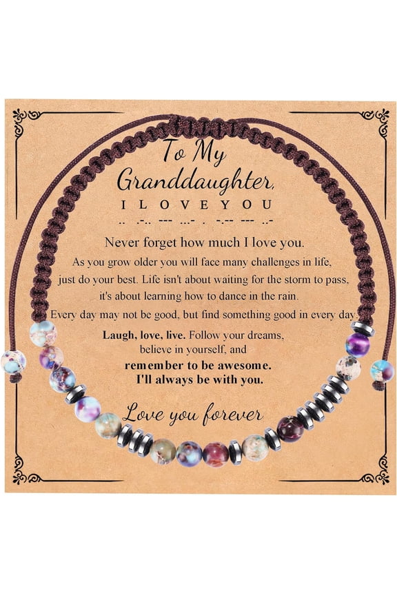 Morse Code Bracelets for Women Men Mothers Day Fathers Day Birthday Christmas Anniversary Memorial Graduation I Love You Tiger Eyes Imperial Stone Beads Bracelet Jewelry Gifts