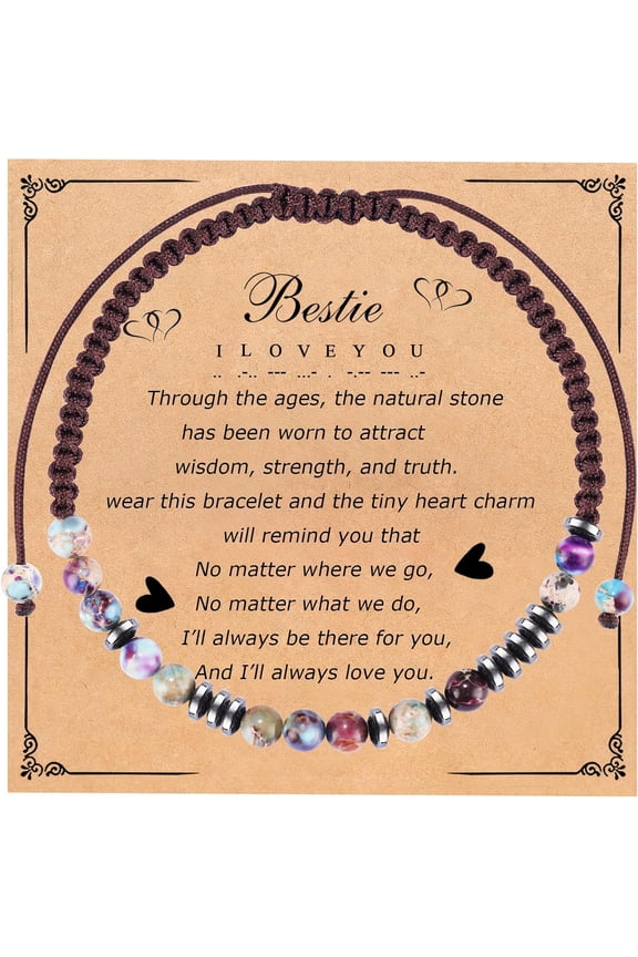 Morse Code Bracelets for Women Men Mothers Day Fathers Day Birthday Christmas Anniversary Memorial Graduation I Love You Tiger Eyes Imperial Stone Beads Bracelet Jewelry Gifts