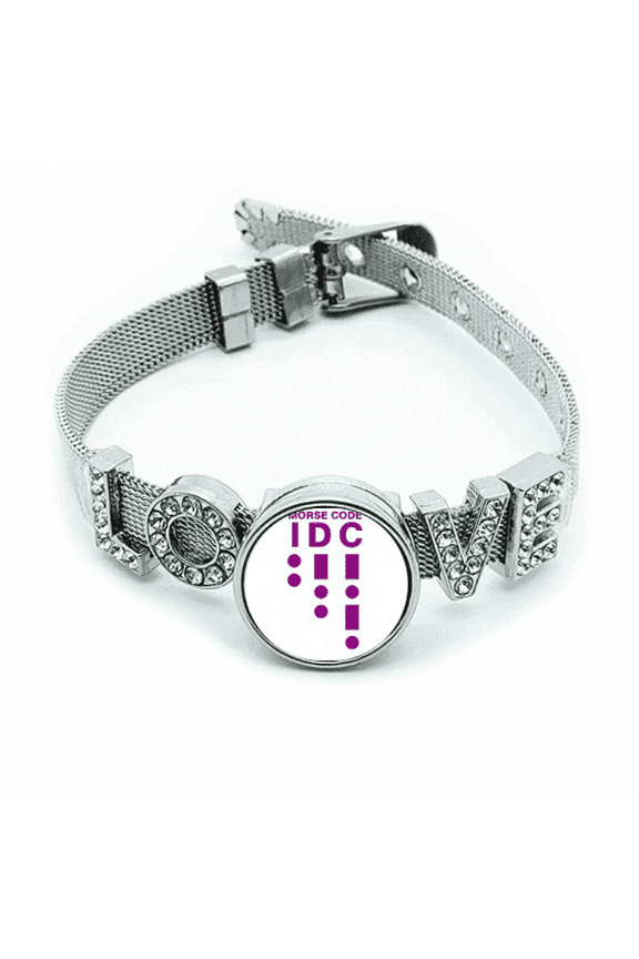 Morse Code Care Dot-line Representation Bracelet Wristband Crystal Love Adjustable Bangle