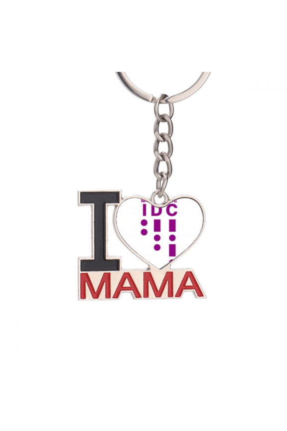 Morse Code Care Dot-line Representation Keychain Metal Keyring Holder Love MAMA Mother