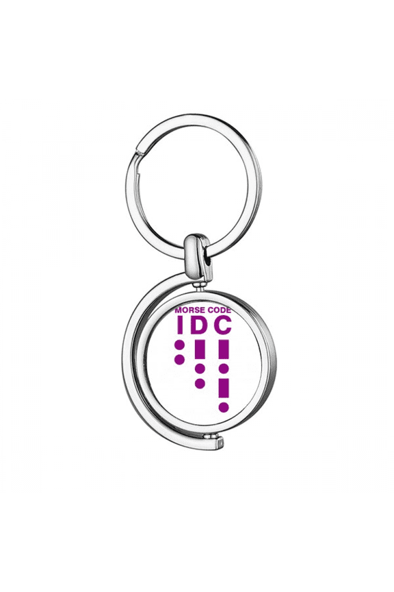 Morse Code Care Dot-line Representation Rotating Keychain Metal Keyring Holder