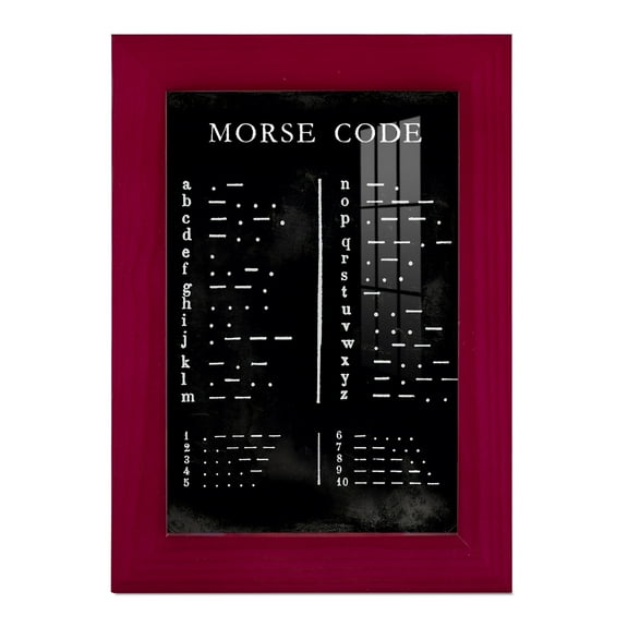 Morse Code Chart - Framed Print w/glass - Cherry Red