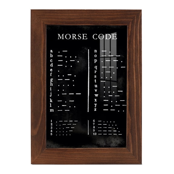 Morse Code Chart - Framed Print w/glass - Chestnut