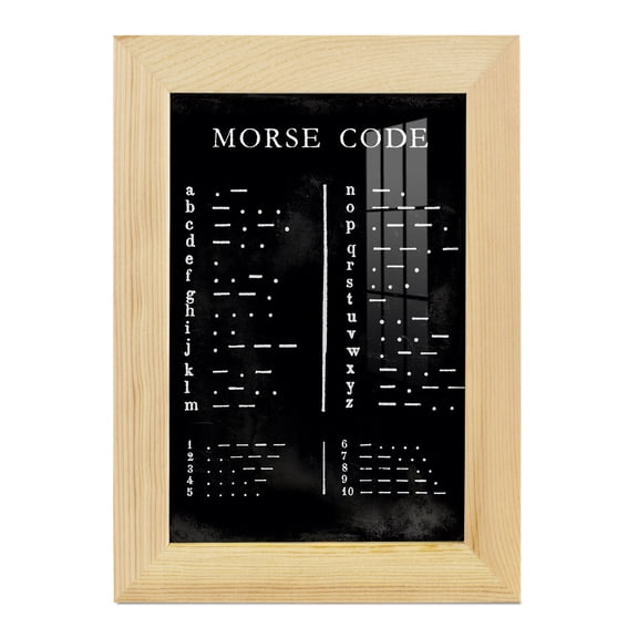 Morse Code Chart - Framed Print w/glass - Natural Wood