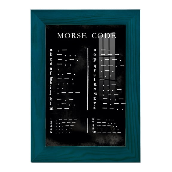 Morse Code Chart - Framed Print w/glass - Ocean Blue