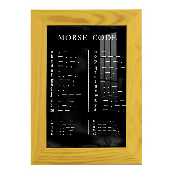 Morse Code Chart - Framed Print w/glass - Sunflower Yellow