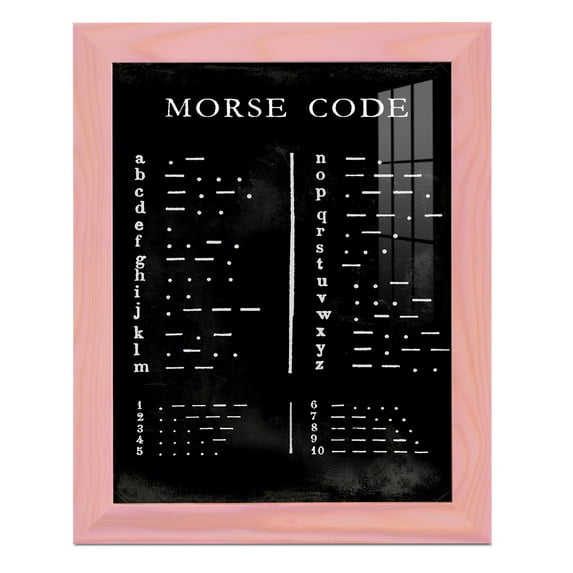 Morse Code Chart - Framed Print w/glass - Sunset Pink