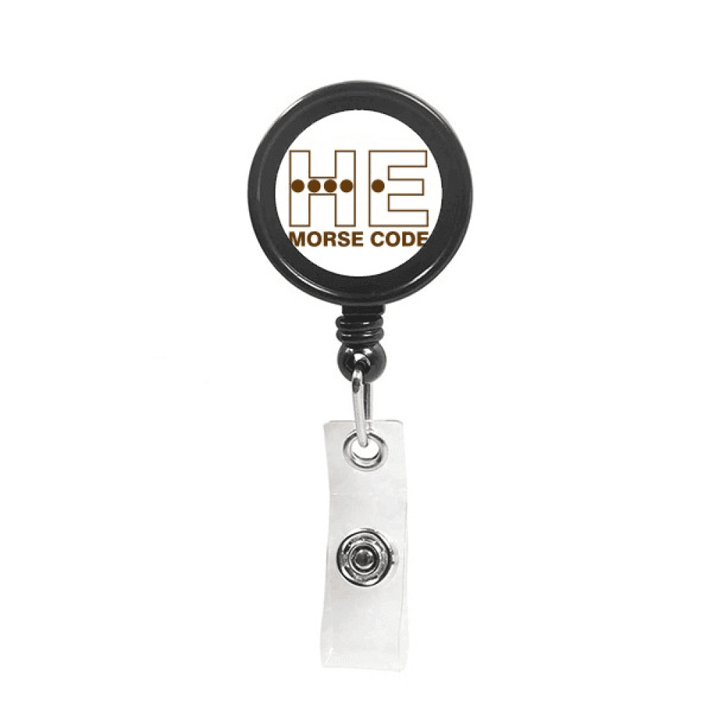 Morse Code He Point-Line Expressions Retractable Keychain Badge Holder ID Badge