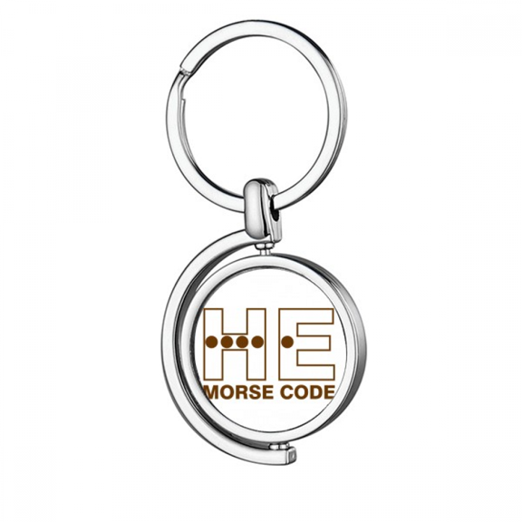 Morse Code He Point-Line Expressions Rotating Keychain Metal Keyring Holder