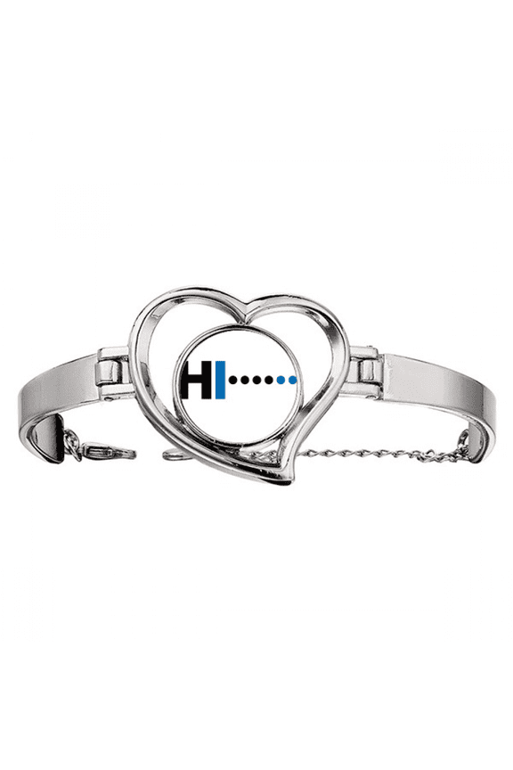 Morse Code Hello Dot Line Expression Bracelet Heart Jewelry Wire Bangle