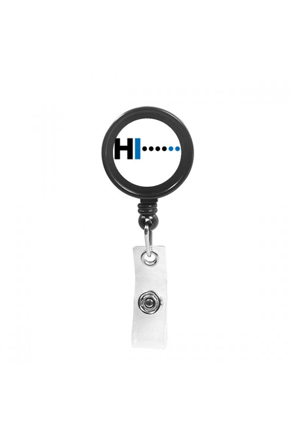 Morse Code Hello Dot Line Expression Retractable Keychain Badge Holder ID Badge