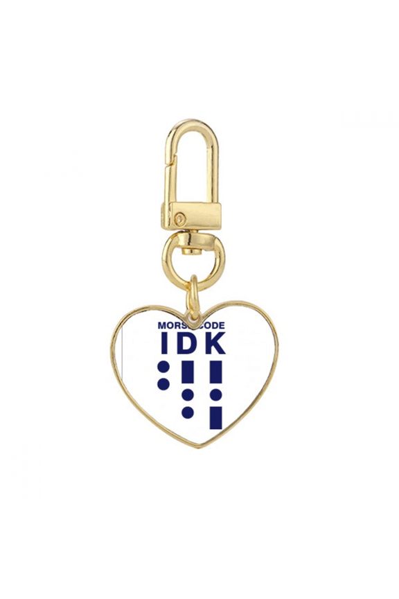 Morse Code Know Dot-line Expression Gold Heart Keychain Metal Keyring Holder