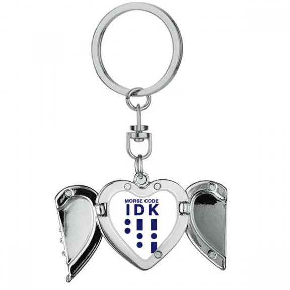 Morse Code Know Dot-line Expression Heart Angel Wing Key Chain Holder