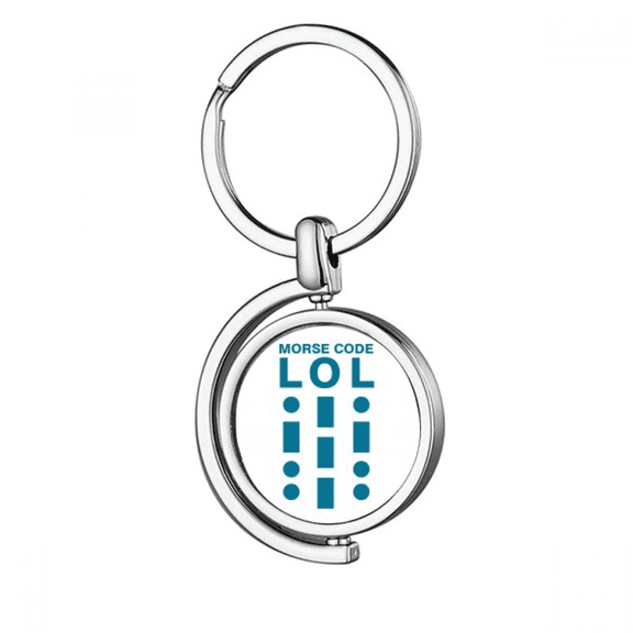 Morse Code Laughter Line Expressions Rotating Keychain Metal Keyring Holder