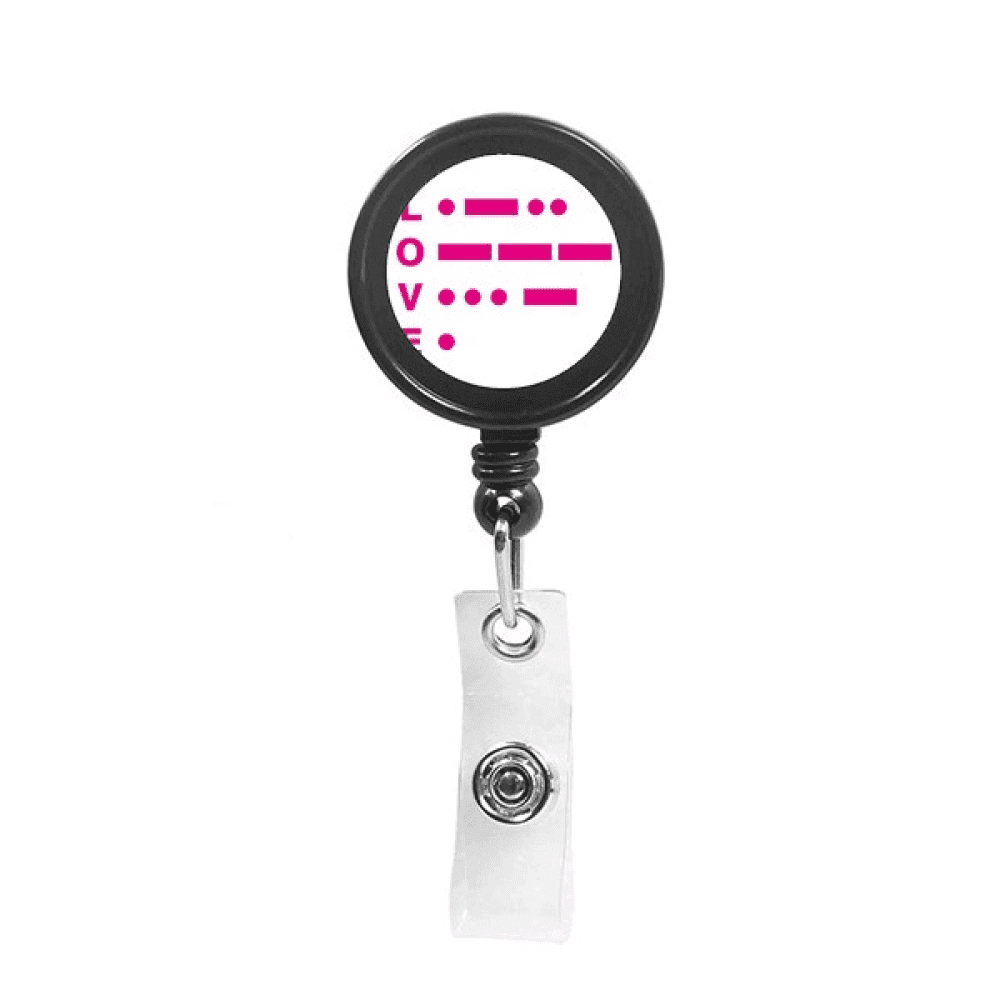 Morse Code Love Point Line Expression Retractable Keychain Badge Holder ID Badge