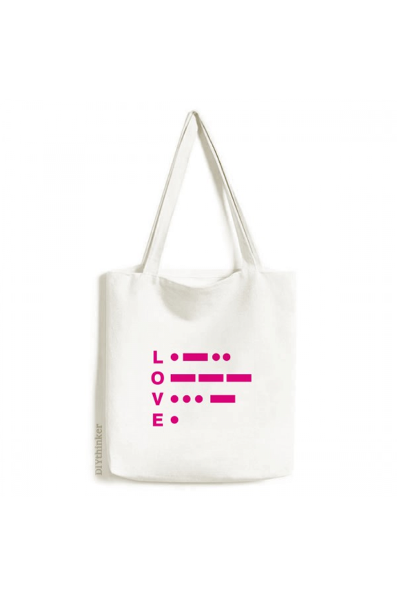 Morse Code Love Point Line Expression Tote Canvas Bag Shopping Satchel Casual Handbag