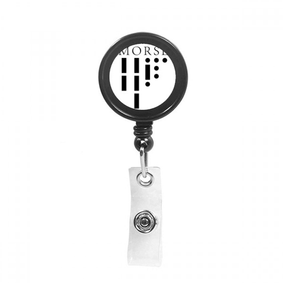 Morse Code Point-Line Representation Retractable Keychain Badge Holder ID Badge