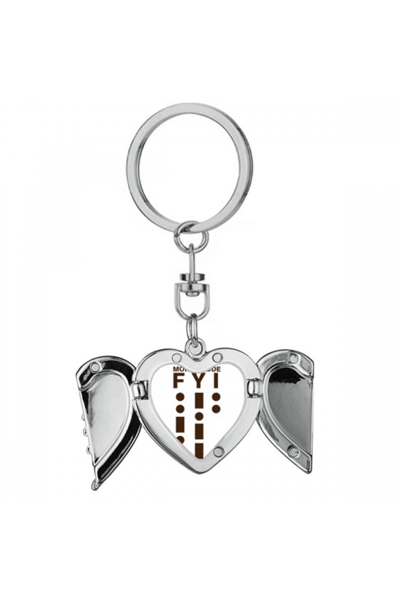Morse Code Reference Points Lines Heart Angel Wing Key Chain Holder