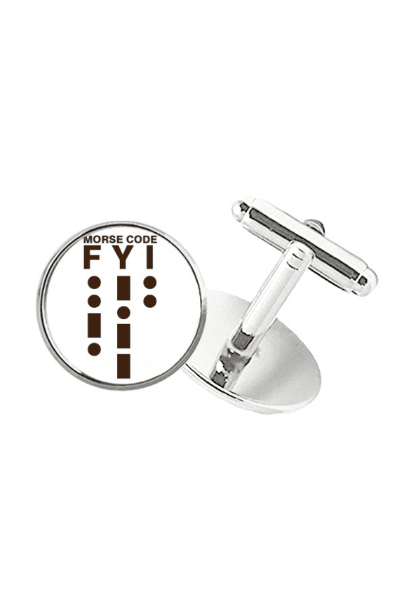 Morse Code Reference Points Lines Round Button Cuff Clip Stud Cufflinks