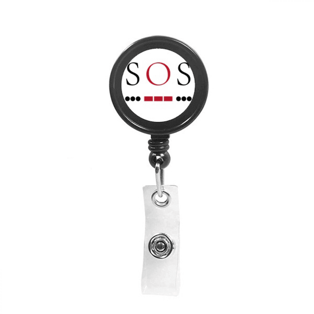 Morse Code Rescue Point Line Expression Retractable Keychain Badge Holder ID Badge