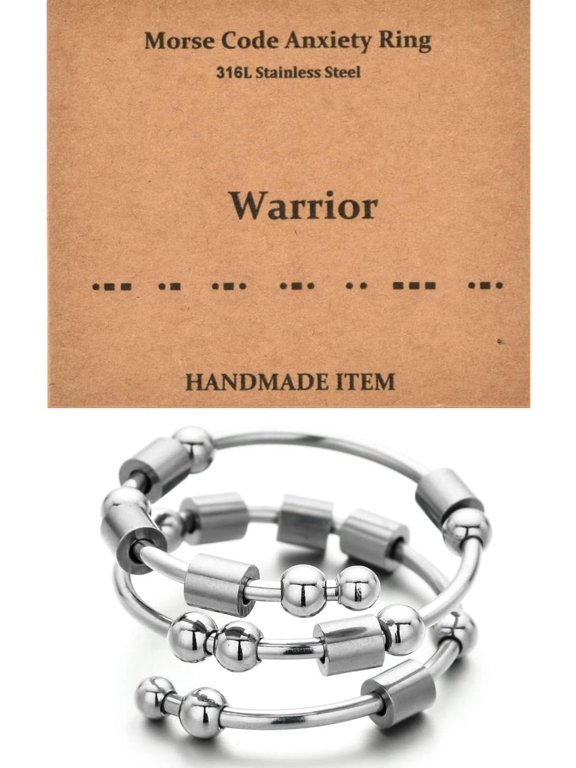 Morse Code Rings for Women, Stainless Steel Spinner Ring Fidget Rings for Anxiety Ring Morse Code Rings Inspirational Gifts Jewelry Women Birthday Graduation Gifts for Her Best Friends