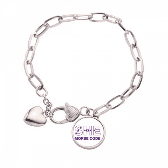 Morse Code She Dot-line Expression Heart Chain Bracelet Jewelry Charm Fashion