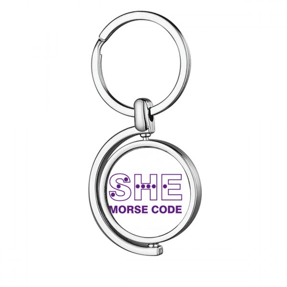 Morse Code She Dot-line Expression Rotating Keychain Metal Keyring Holder