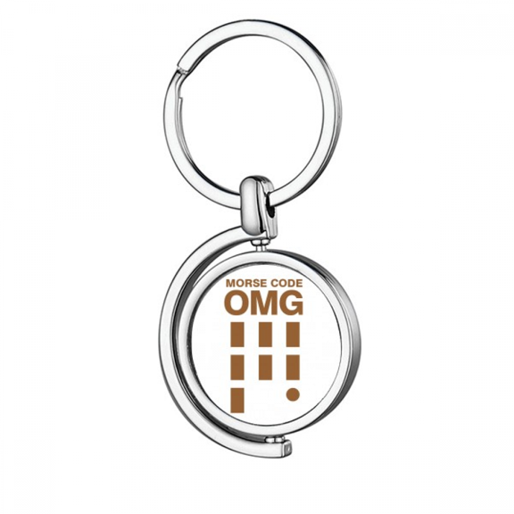 Morse Code Skyline Expression Rotating Keychain Metal Keyring Holder