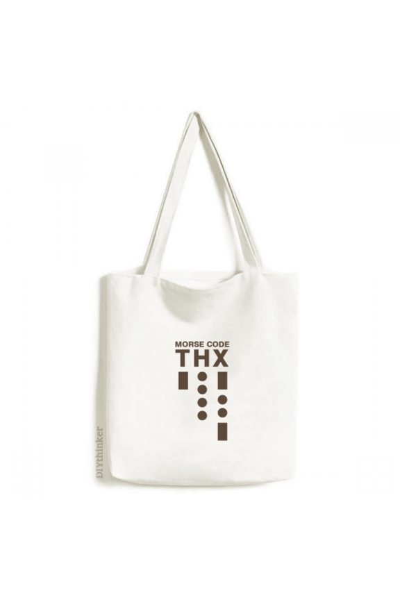 Morse Code Thank-you Dot-line Expression Tote Canvas Bag Shopping Satchel Casual Handbag