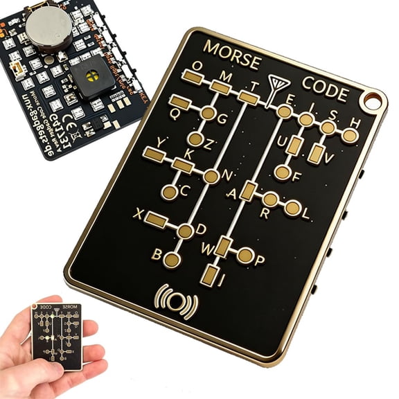 Morse Code Trainer Card Pro 1 Pcs, PCB Style with Interactive LEDs & Signal Buttons for Adult Learning Telegraph Practice