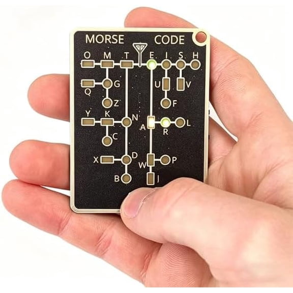 Morse Code Trainer Card Pro with Interactive LEDs and Signal Buttons, Professional PCB Telegraph Practice Tool for Ham Radio and Adult Learning, (1 PC, Black)