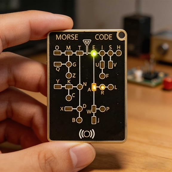 Morse Code Trainer Card Pro-LED Edition, Portable Pocket Learning Device with Light & Sound Feedback, Silent Practice Mode, Record & Playback, for Beginners and Enthusiasts
