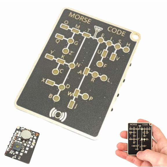 Morse Code Trainer Card Pro (LED Edition), Professional PCB Style with Interactive LEDs & Signal Buttons, Telegraph Practice & Encryption Training