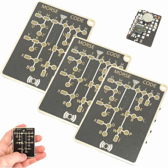 Morse Code Trainer Card Pro (LED Edition), Professional PCB Style with Interactive LEDs & Signal Buttons, Telegraph Practice & Encryption Training
