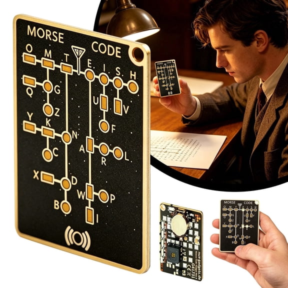 Morse Code Trainer Card Pro,Morse Code Gadget,Professional Pcb Style With Interactive Leds & Signal Buttons for Adult Morse Code Learning,Telegraph Practice & Encryption Training