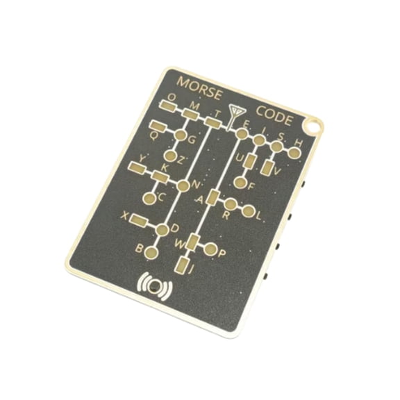 Morse Code Trainer Card Pro, Professional PCB Style with Interactive LEDs & Signal Buttons for Adult Morse Code Learning, Telegraph Practice & Encryption Training