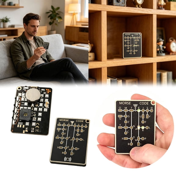 Morse Code Trainer Card Pro, Professional PCB Style with Interactive LEDs & Signal Buttons for Adult Morse Code Learning, Telegraph Practice & Encryption Training